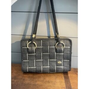 Carabella Vintage Italian Woven Black Gold Color Braided Handle Women's Bag